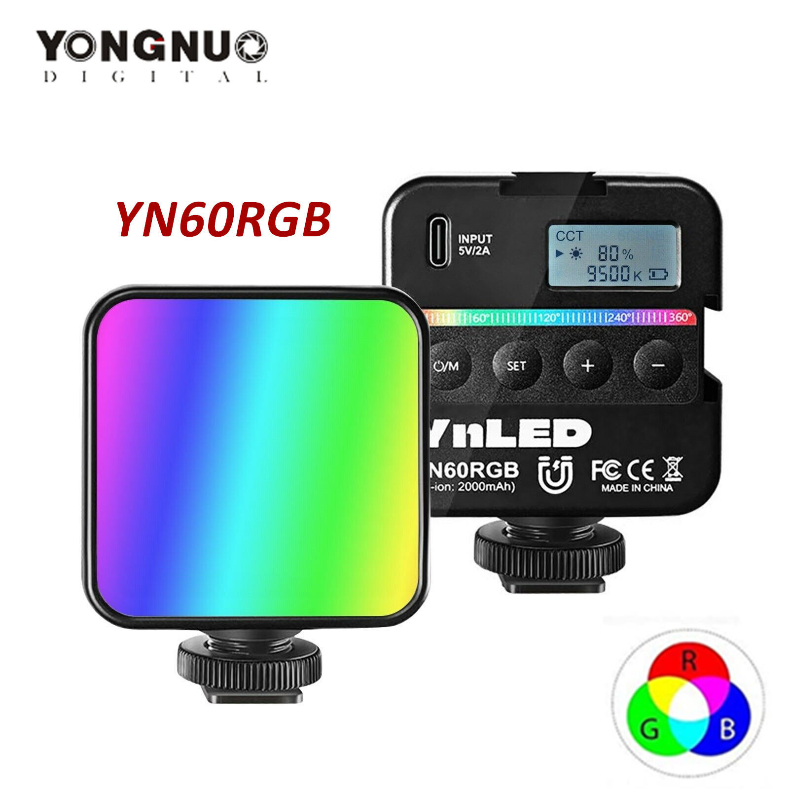 YONGNUO YN60RGB RGB Led Video Light On-Camera Fill Light 2500K-9500K 1/4 Screw