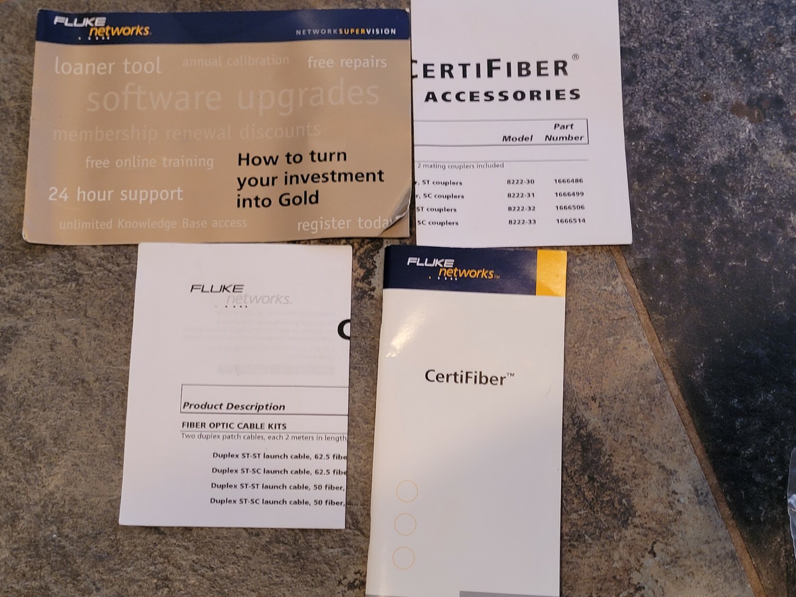 Fluke Certifiber Kit w/ Case Remote LinkWare Disc OpticPad Cleaner 2955-4008-01