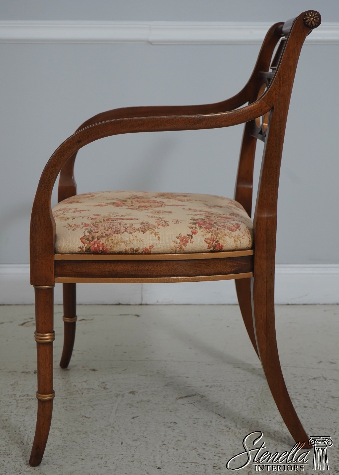 71774: Pair HICKORY CHAIR Regency Style Mahogany Armchairs