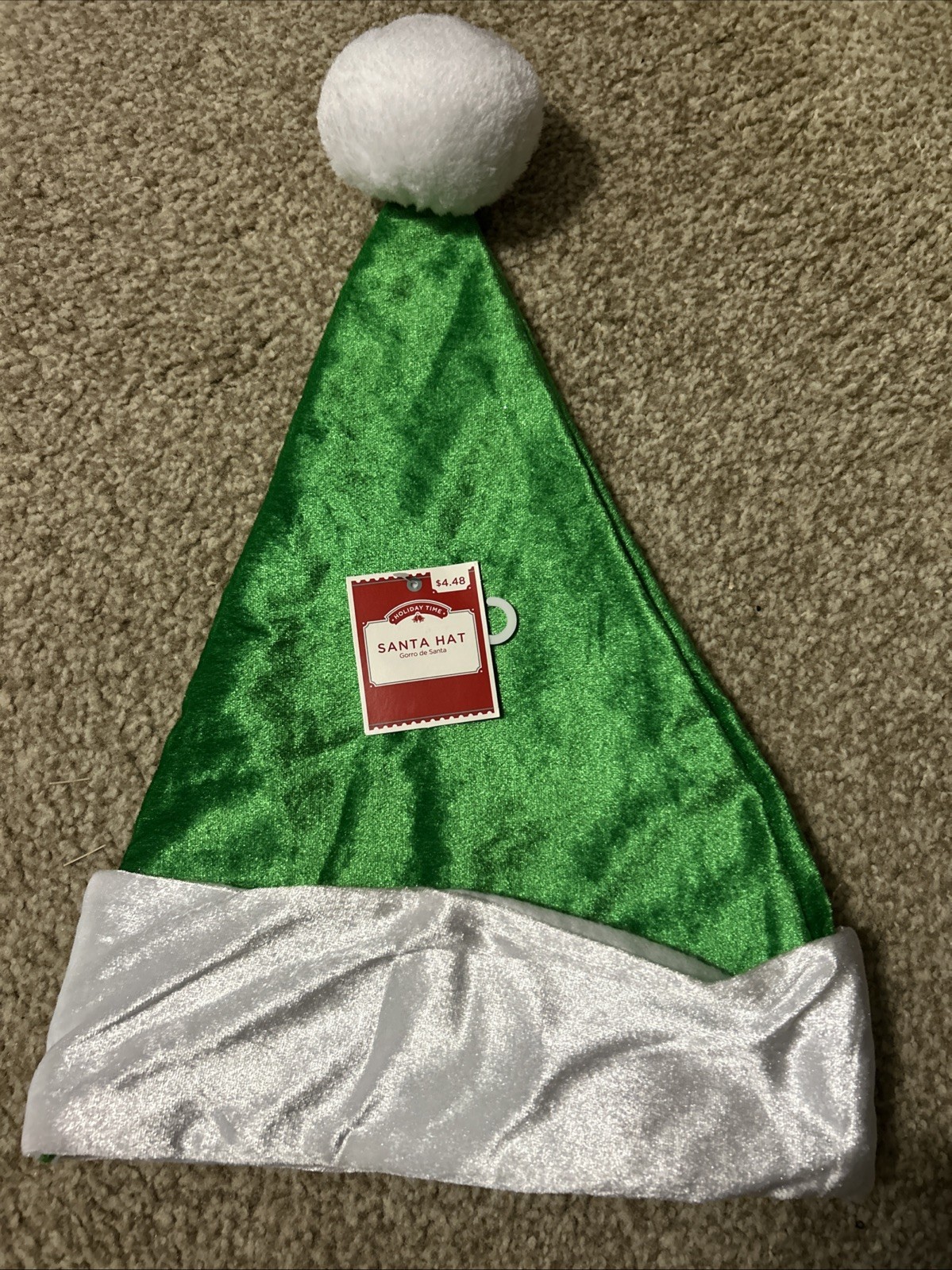 Holiday Time Green Santa Hat One Size Fits Most