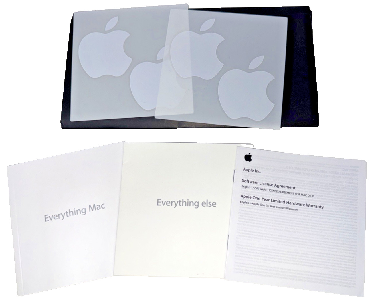2009 Apple MacBook Pro Installation DVD, both Apple Stickers, and Op. Manual