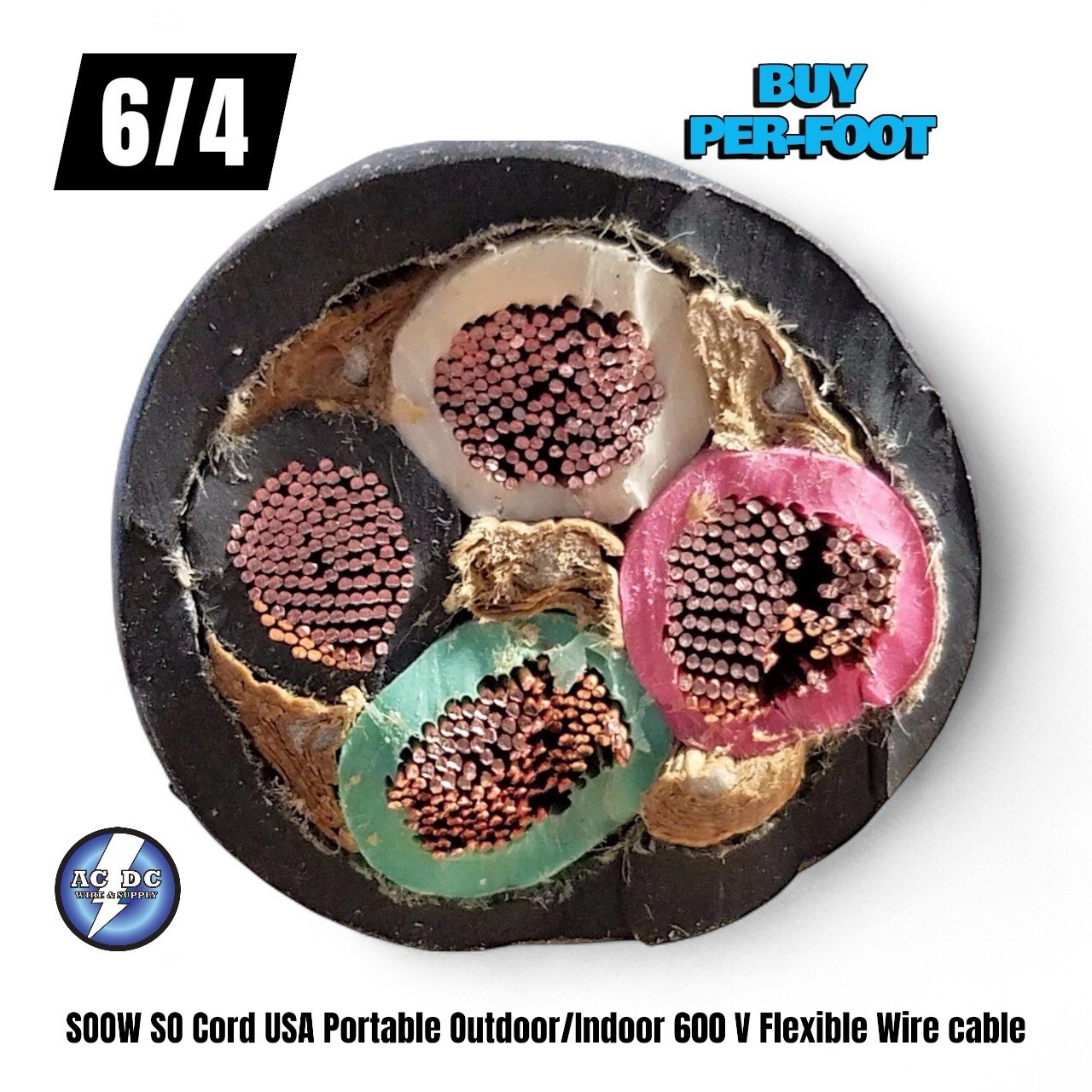 6/4 SOOW SO Cord Per-Foot USA Portable Outdoor Indoor 600 V Flexible Wire cable