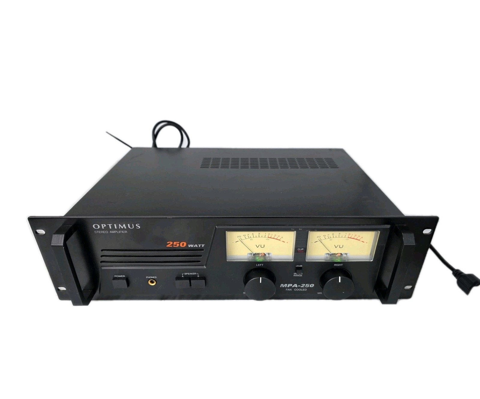 Optimus MPA-250 Fan Cooled Stereo Power Amplifier in Excellent Cond. Tested All.