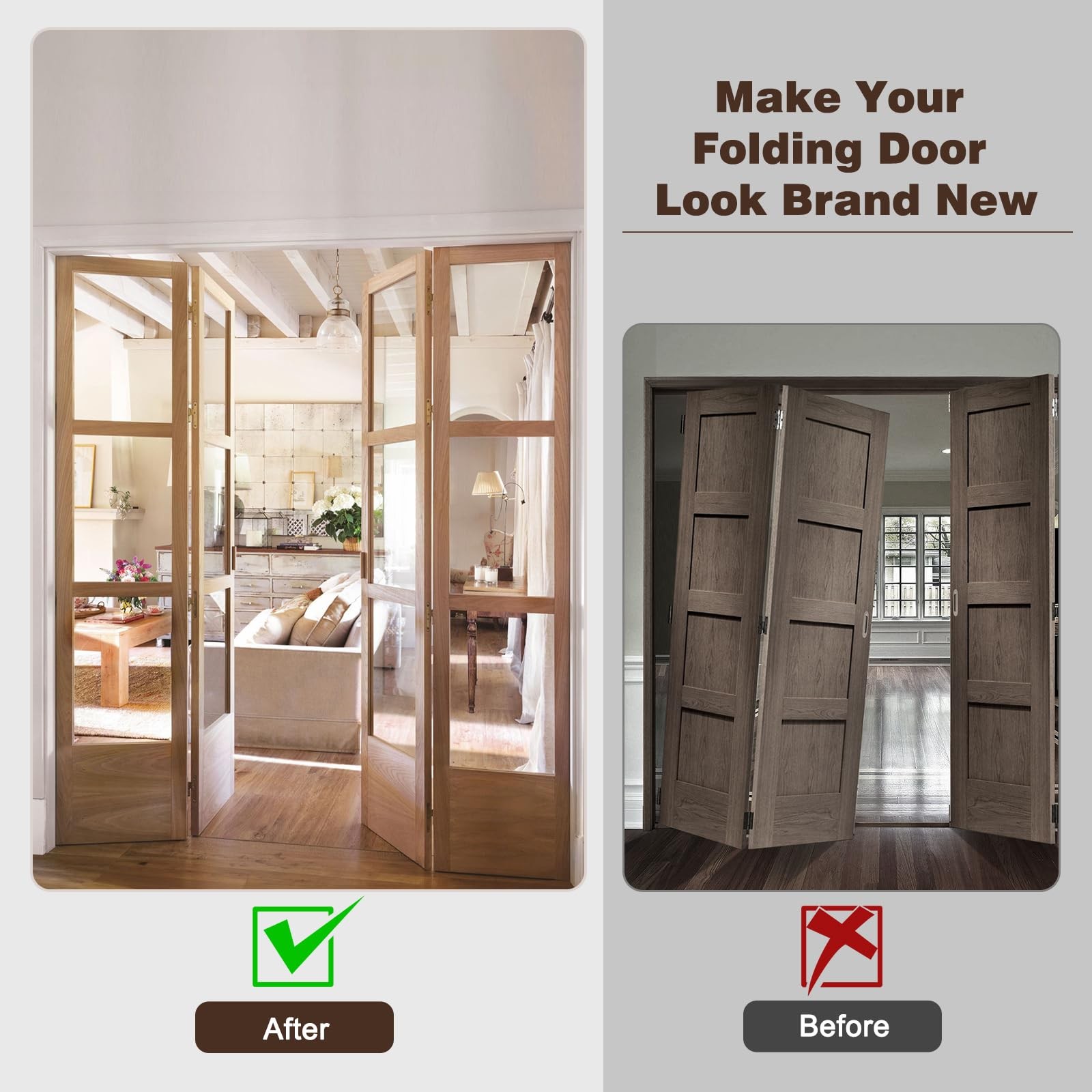 Bifold Closet Door Hardware Kit with Top/Bottom Bracket, Guide Wheel & Pivot...