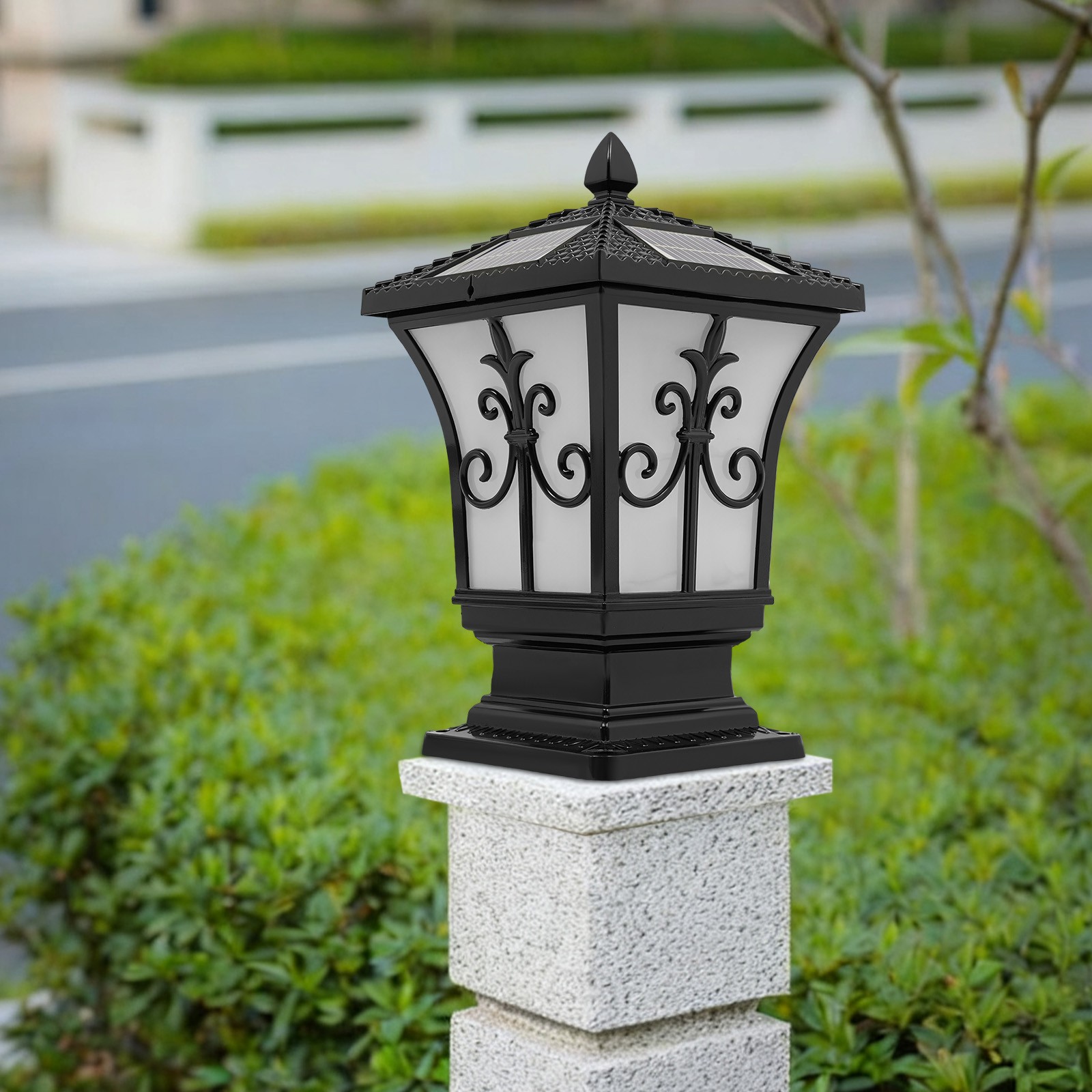 LED Solar Powered Fence Post Light Gate Lamp Outdoor Garden Waterproof