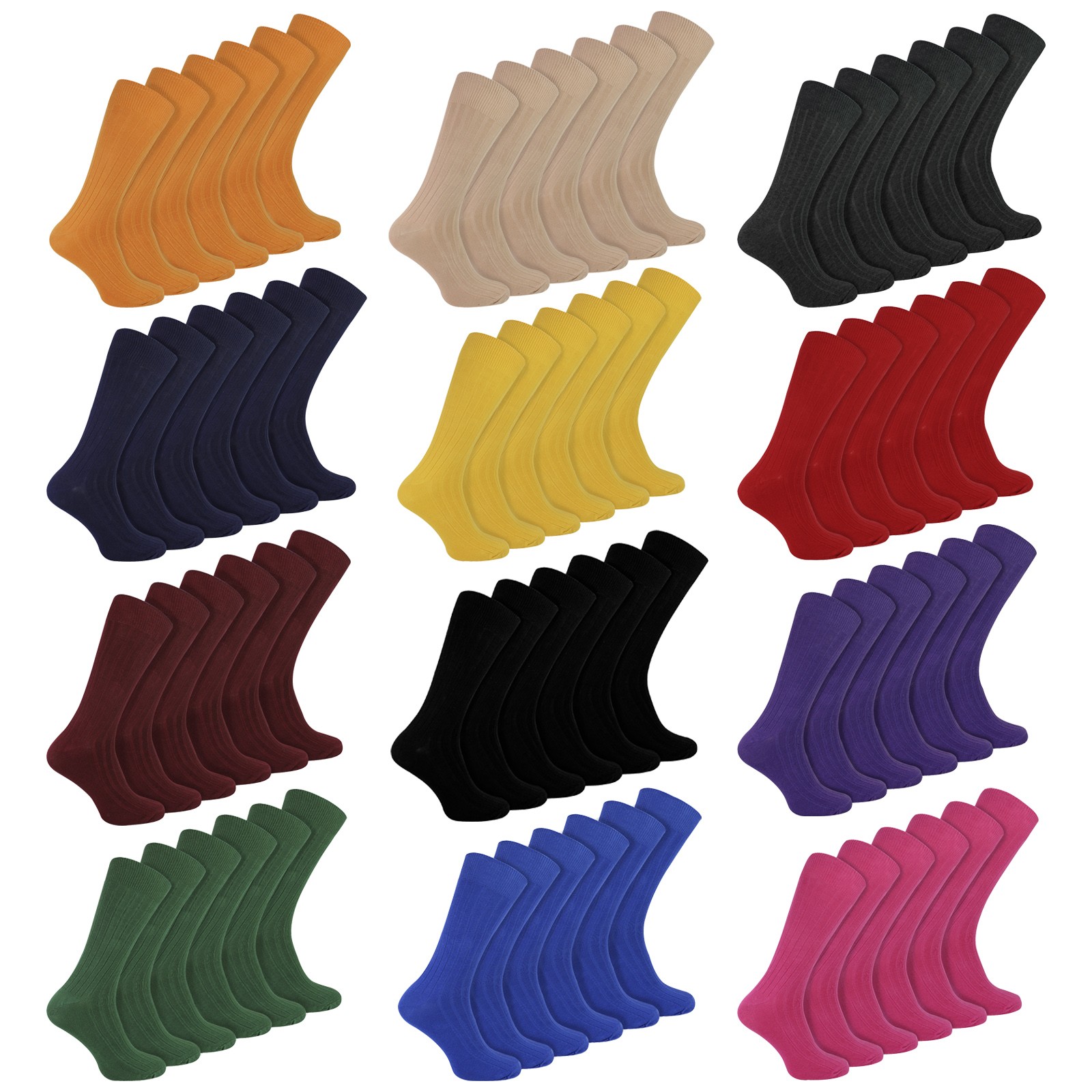 Sock Snob - Mens Ribbed Dress Socks 6 Pack Cotton Breathable Socks