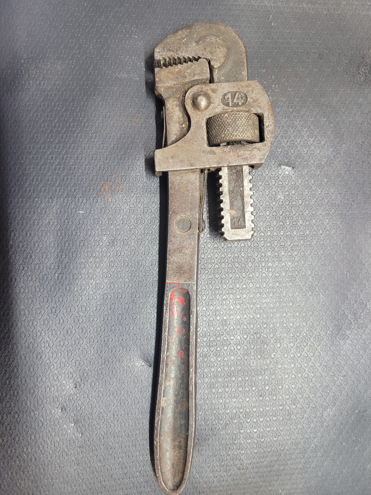 Vintage Pipe Wrench 14 Inch Jaw Drop Forged Steel Tool Adjustable Made Germany