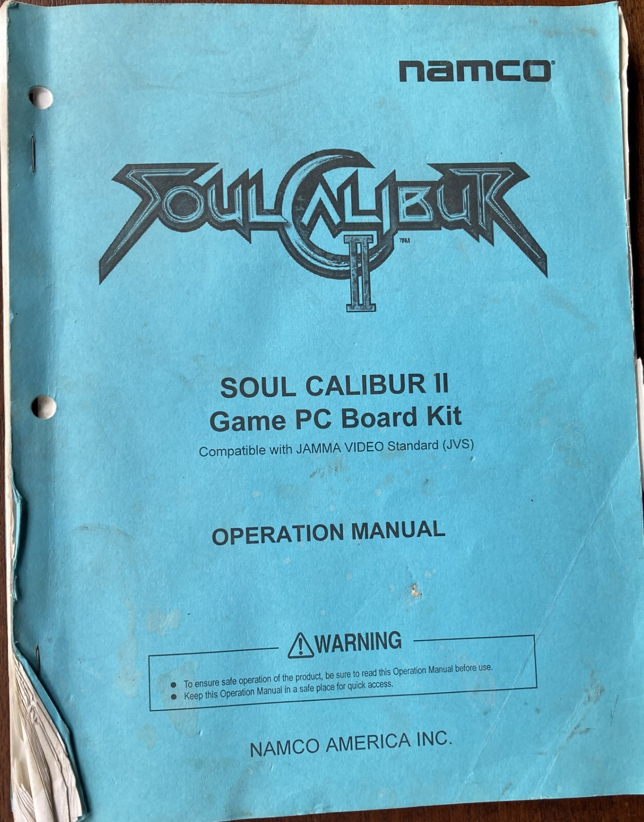 Soul Caliber 2 Arcade Game Manual