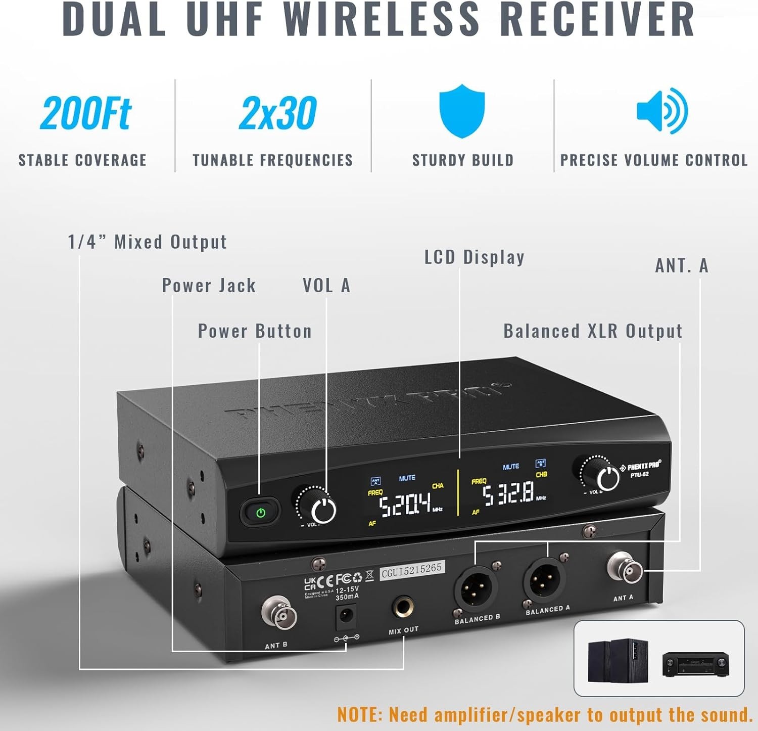Wireless Microphone System Cordless Dynamic Microphones for Singing, Karaoke