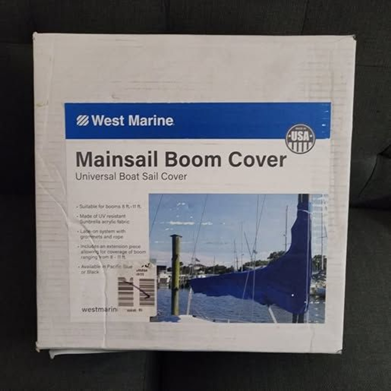 West Marine Mainsail Boom Cover 8-11ft Booms 20892097 WMCVR2230BL Sailboat Cover