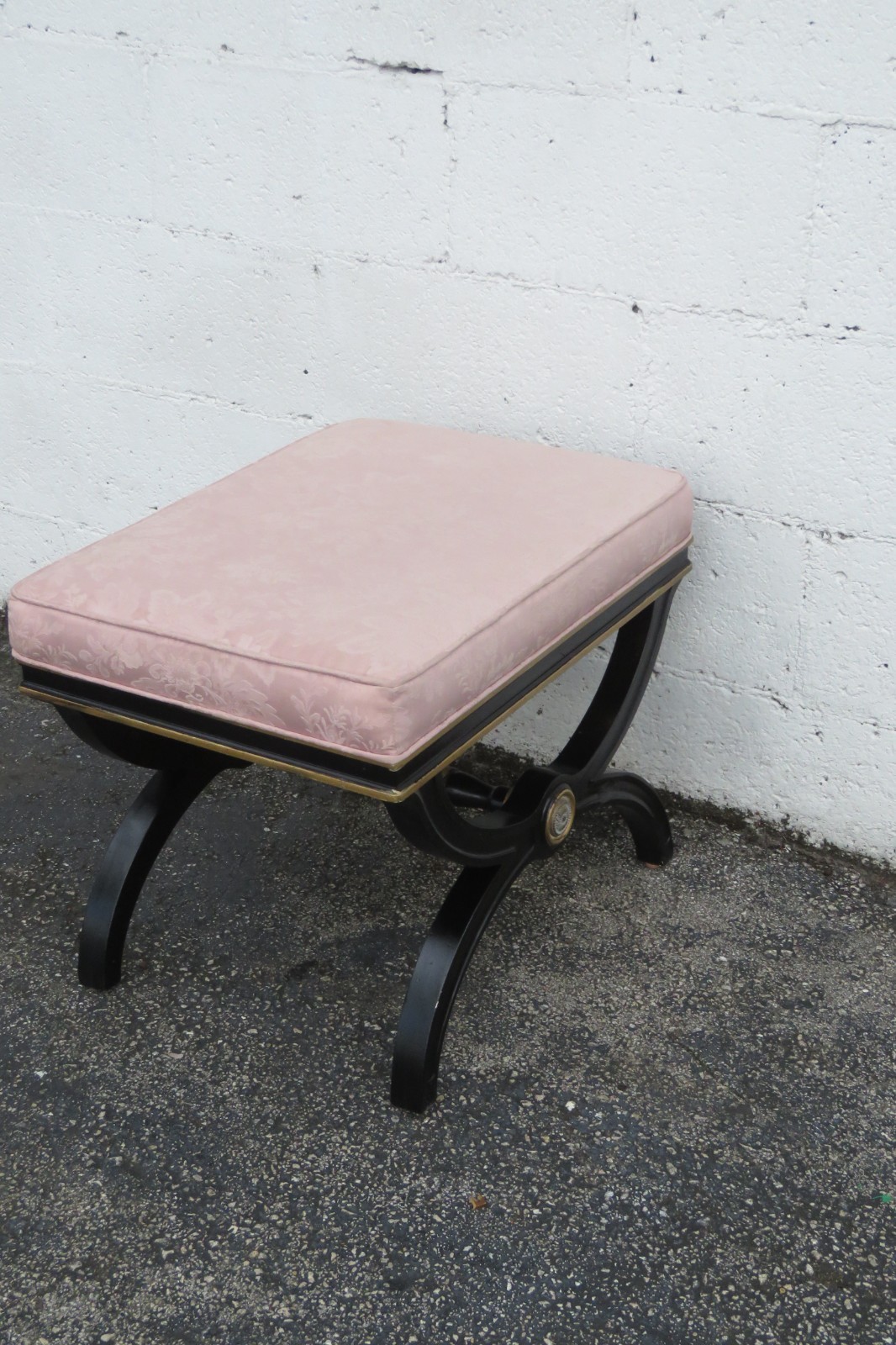 Hollywood Regency Painted Vanity Ottoman Footstool 6124