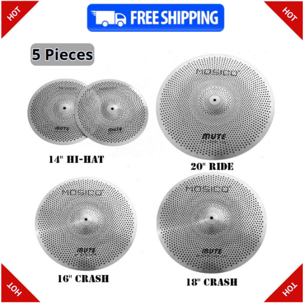Mosico Low Volume Cymbal Pack Mute Cymbal Set 14161820 5 Pieces Drum C...
