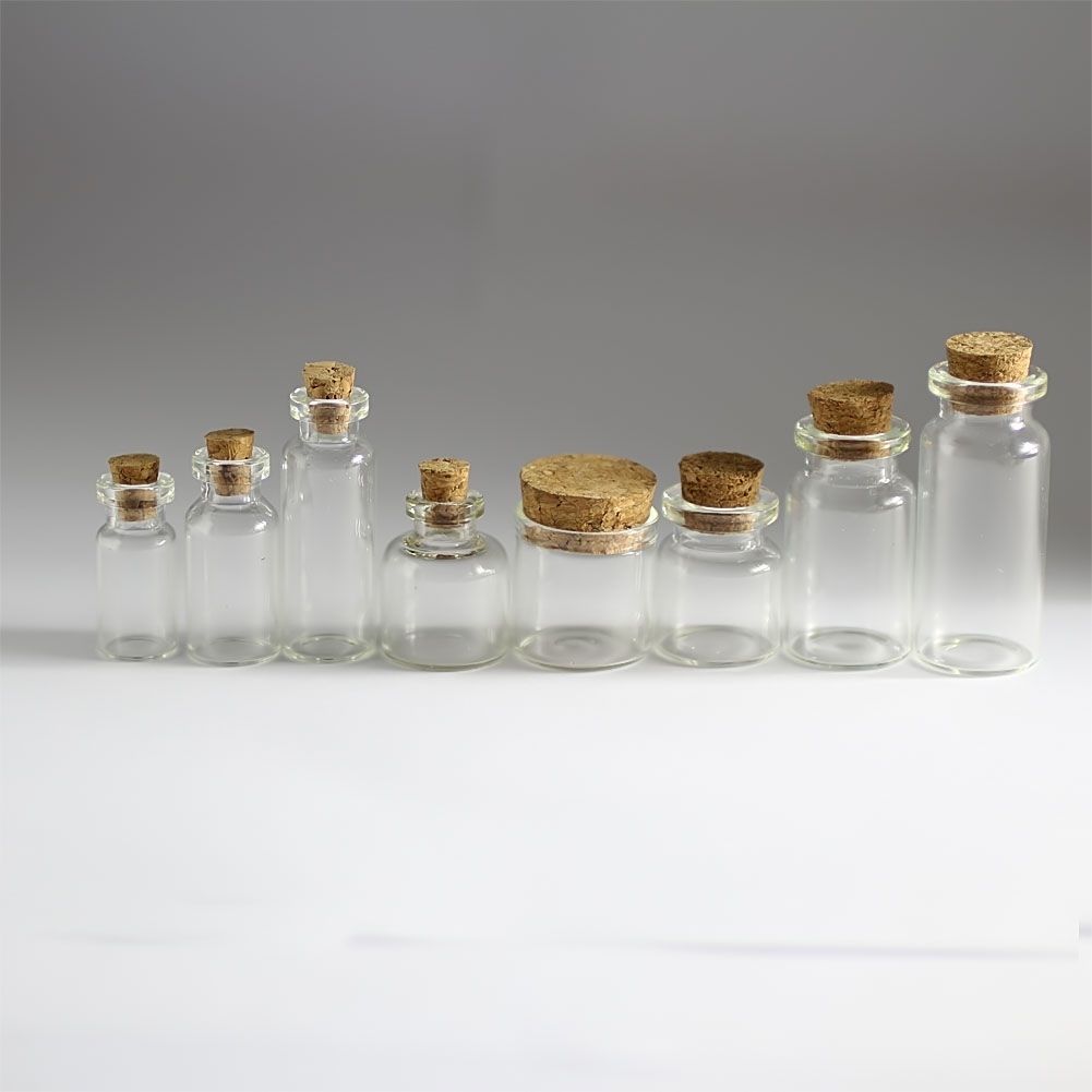 Wholesale 0.5--10ML Tiny Clear Glass Bottles Empty Glass Bottle With Cork Vials