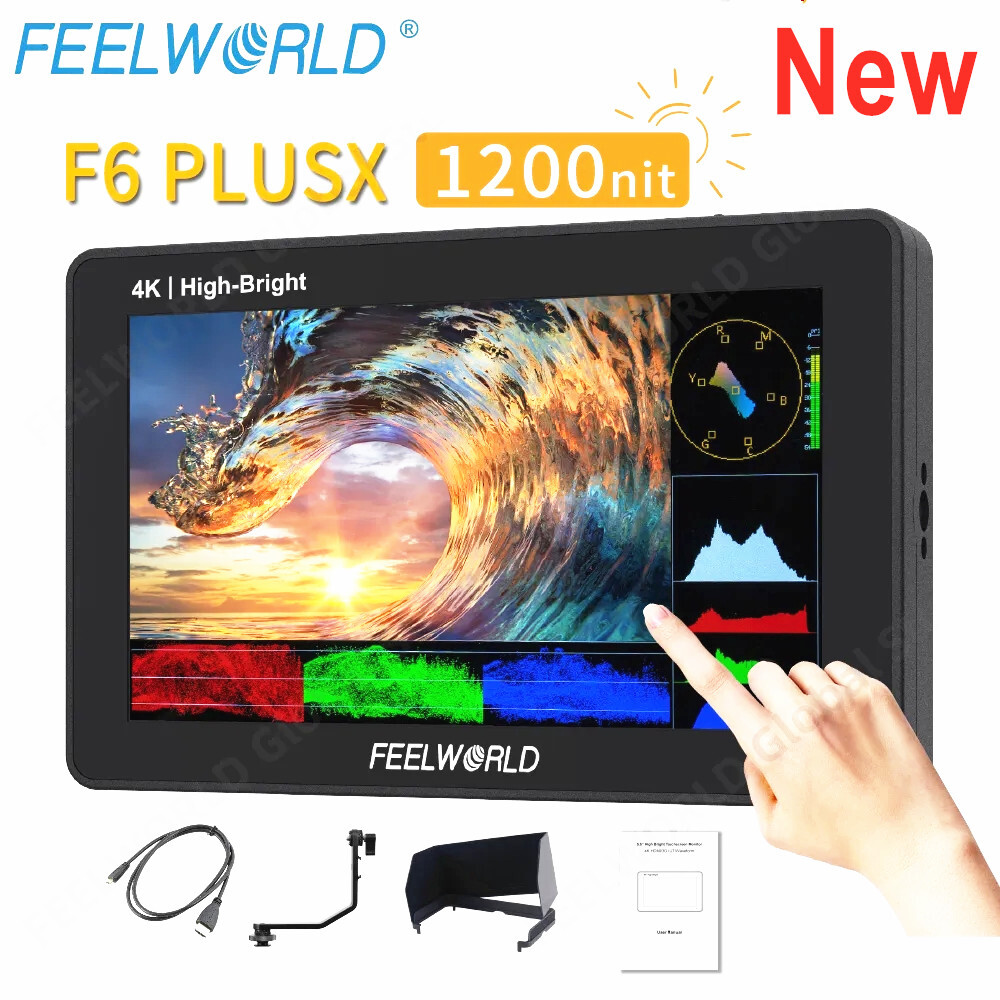FEELWORLD F6 PLUSX 5.5" 4K Touch-Screen Camera Field Monitor HDMI 3D-LUT 1200Nit