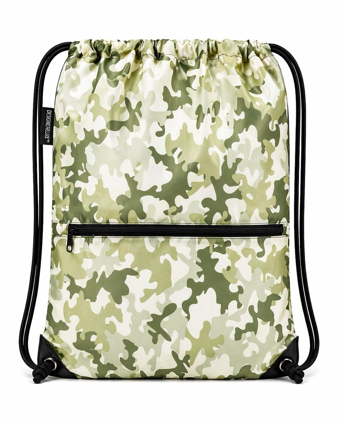 Camo Drawstring Backpack Gym Bag Water Resistant Sackpack w/Zipper Pocket NWOT