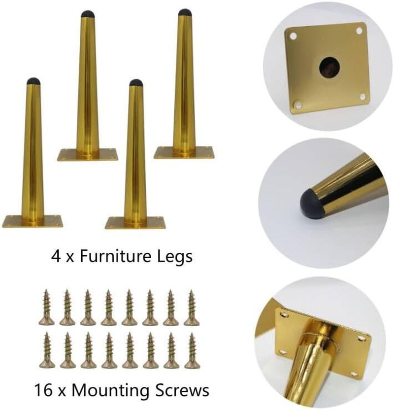 Straight Furniture Legs Replacement Metal Gold Sofa Couch...