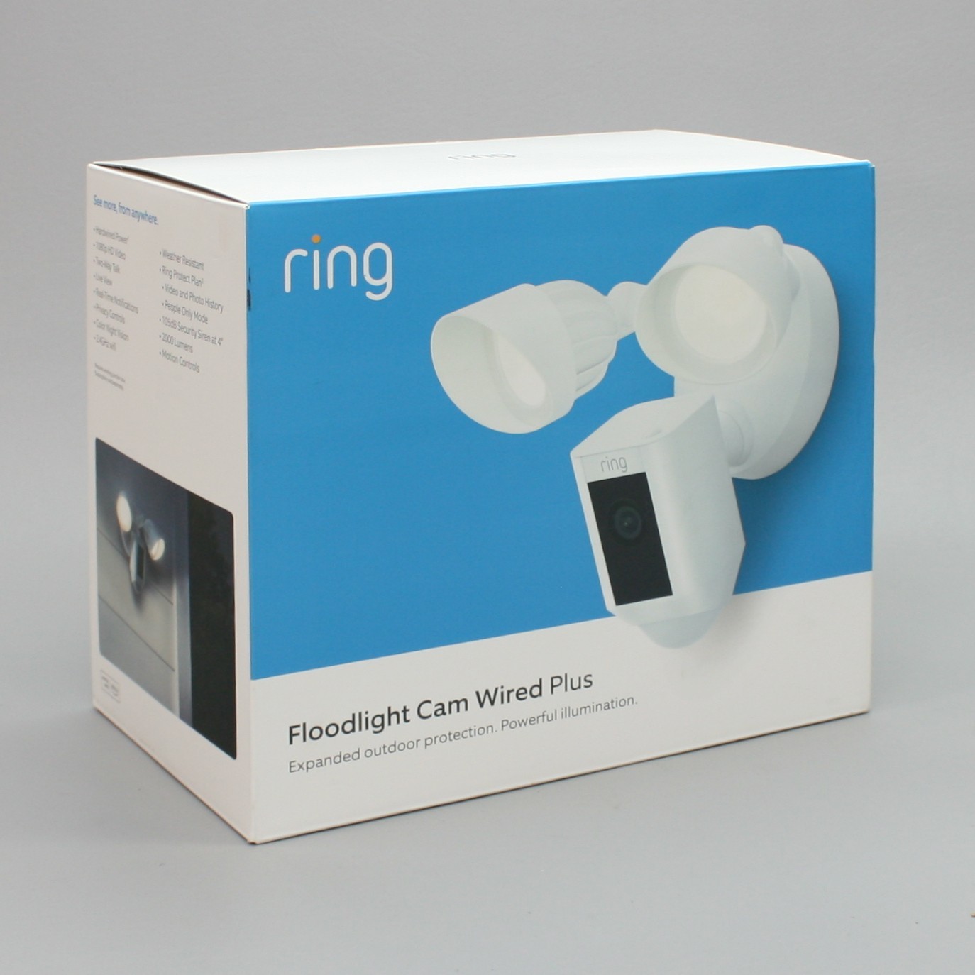 Ring Floodlight Cam Wired Plus 1080p HD Video Color Night Vision Two-Way Talk