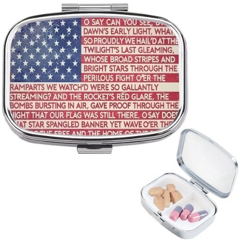 National flag design Pill Box 2 Compartment Pocket Travel Size Organizer