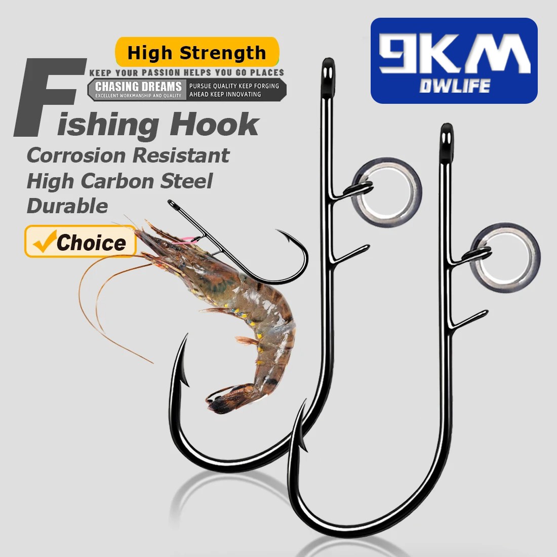 50Pcs Live Shrimp Hooks Baitholder Non-Offset Fishing Hooks Corrosion Resistant
