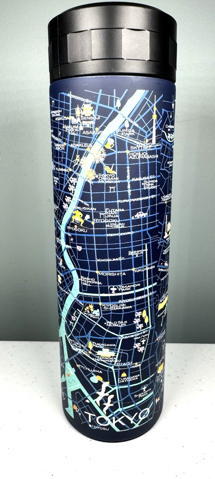 Map Of Tokyo Japan Stainless Steel Insulated 16 Oz Hot Cold Water Bottle