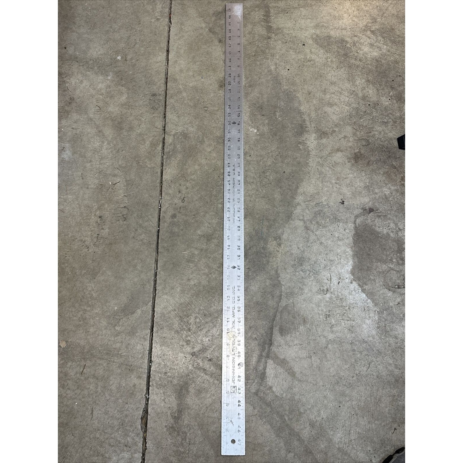 Vintage Johnson Level & Tool J48 Aluminum Yardstick, 48", Silver, Yardstick