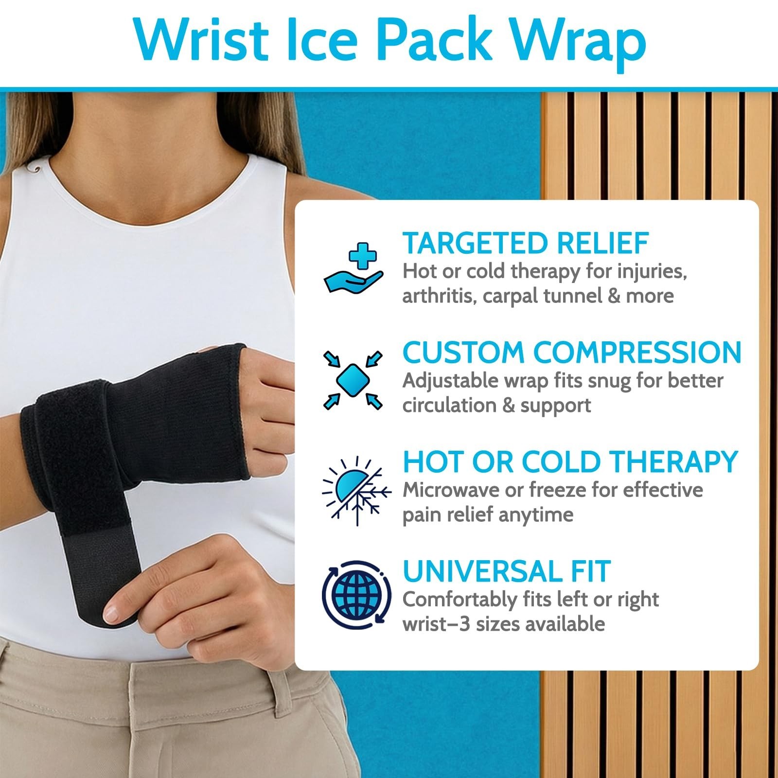 Arctic Flex Wrist & Thumb Ice Pack Wrap - Extra Strength Hot & Cold Therapy -...