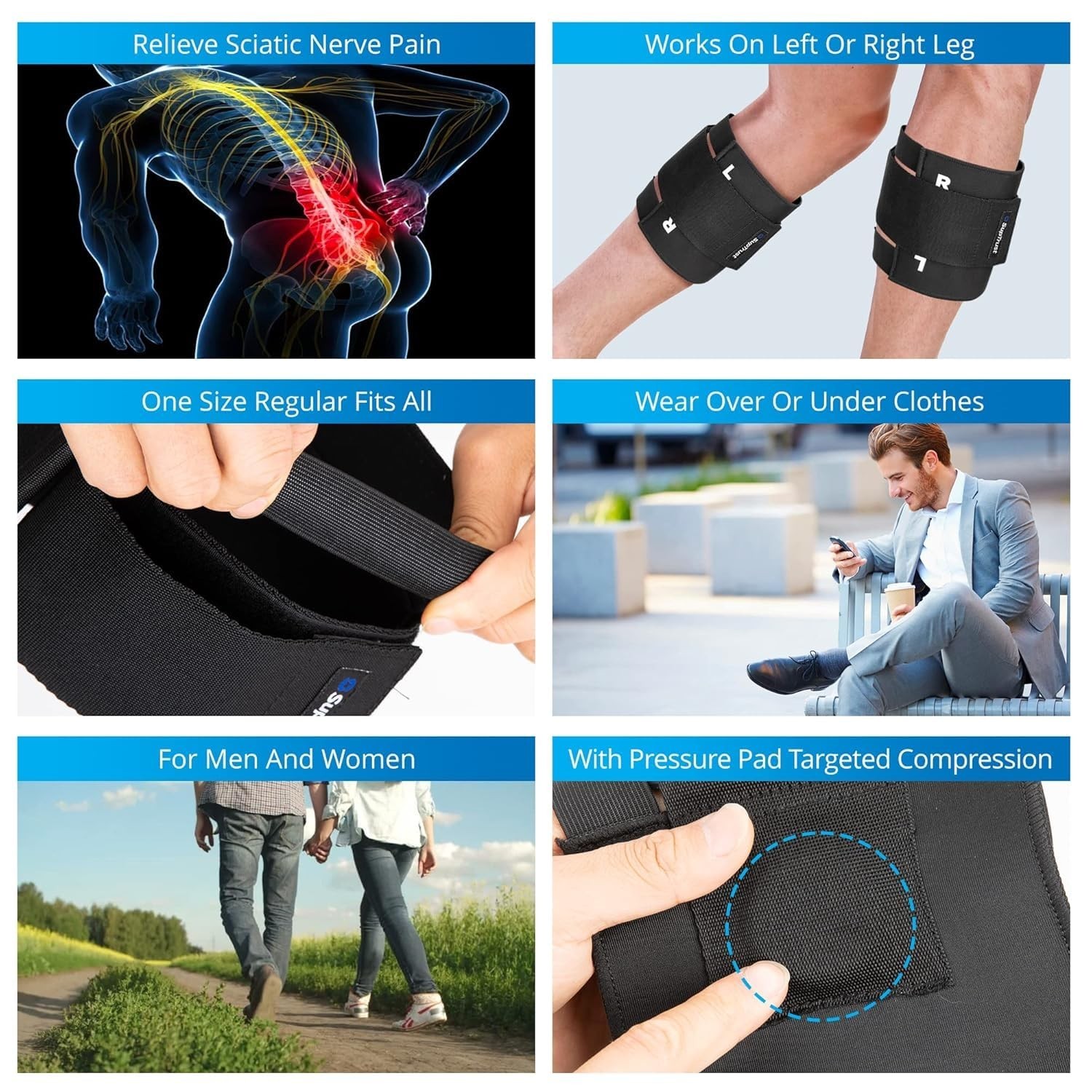 Sciatica Pain Relief Device Acupressure System Brace for Sciatic Nerve Knee Pad