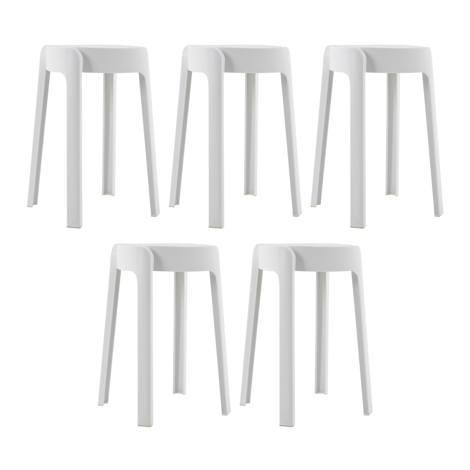 5Pcs Plastic Stools 18'' Height Indoor OutdoorKitchen Bar Chairs Stackable White