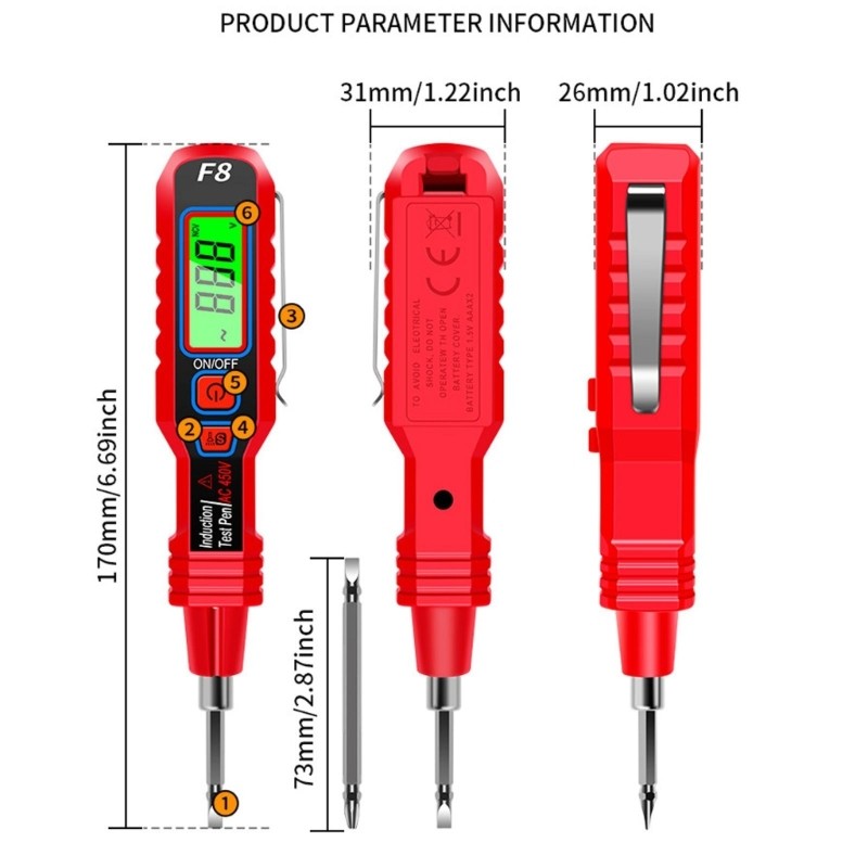 Professional Voltages Detector Pen With Flashlight Visual And Audible Alerts