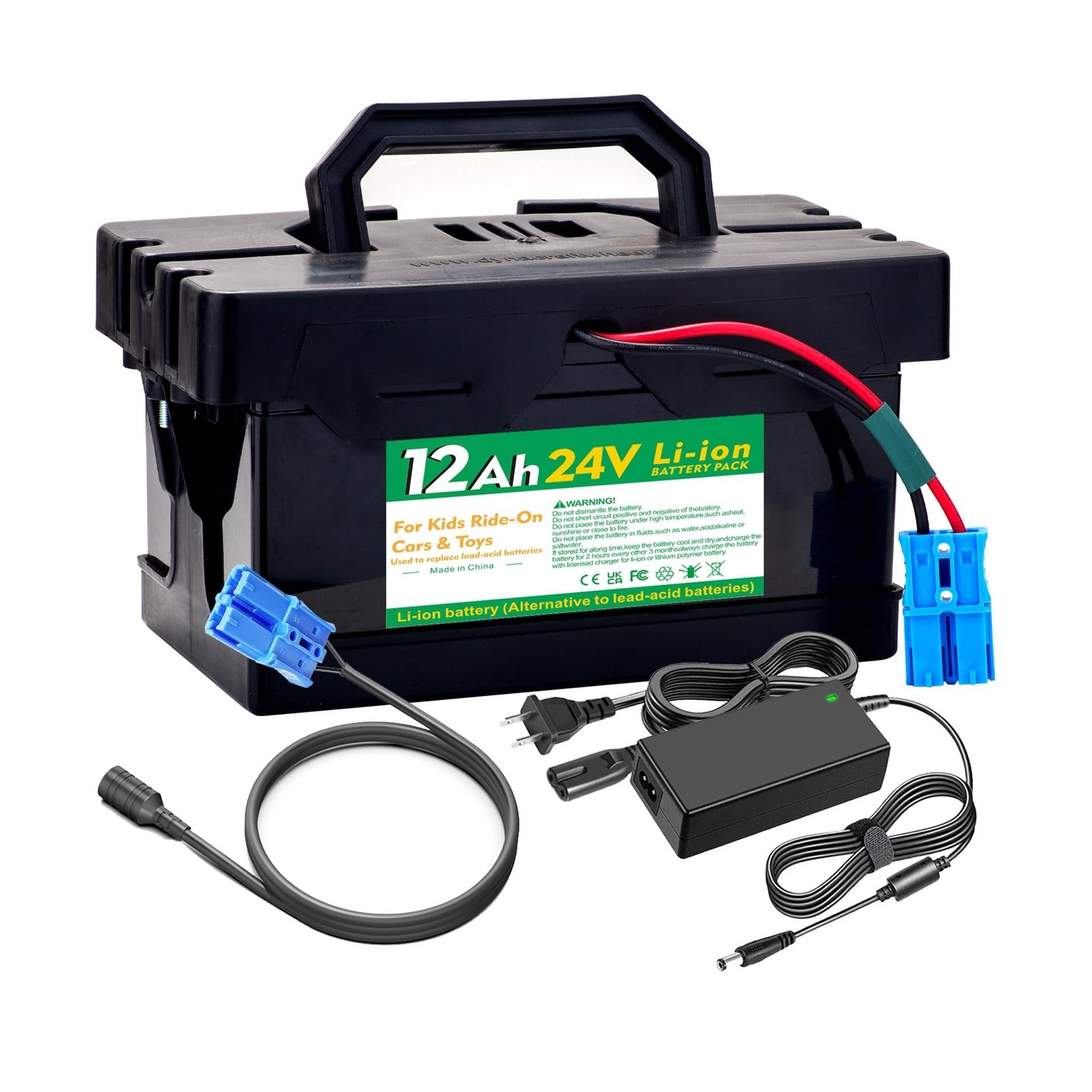 24V 12Ah Battery with Charger for Ride-On Cars & Toys, Compatible with Dynacr...