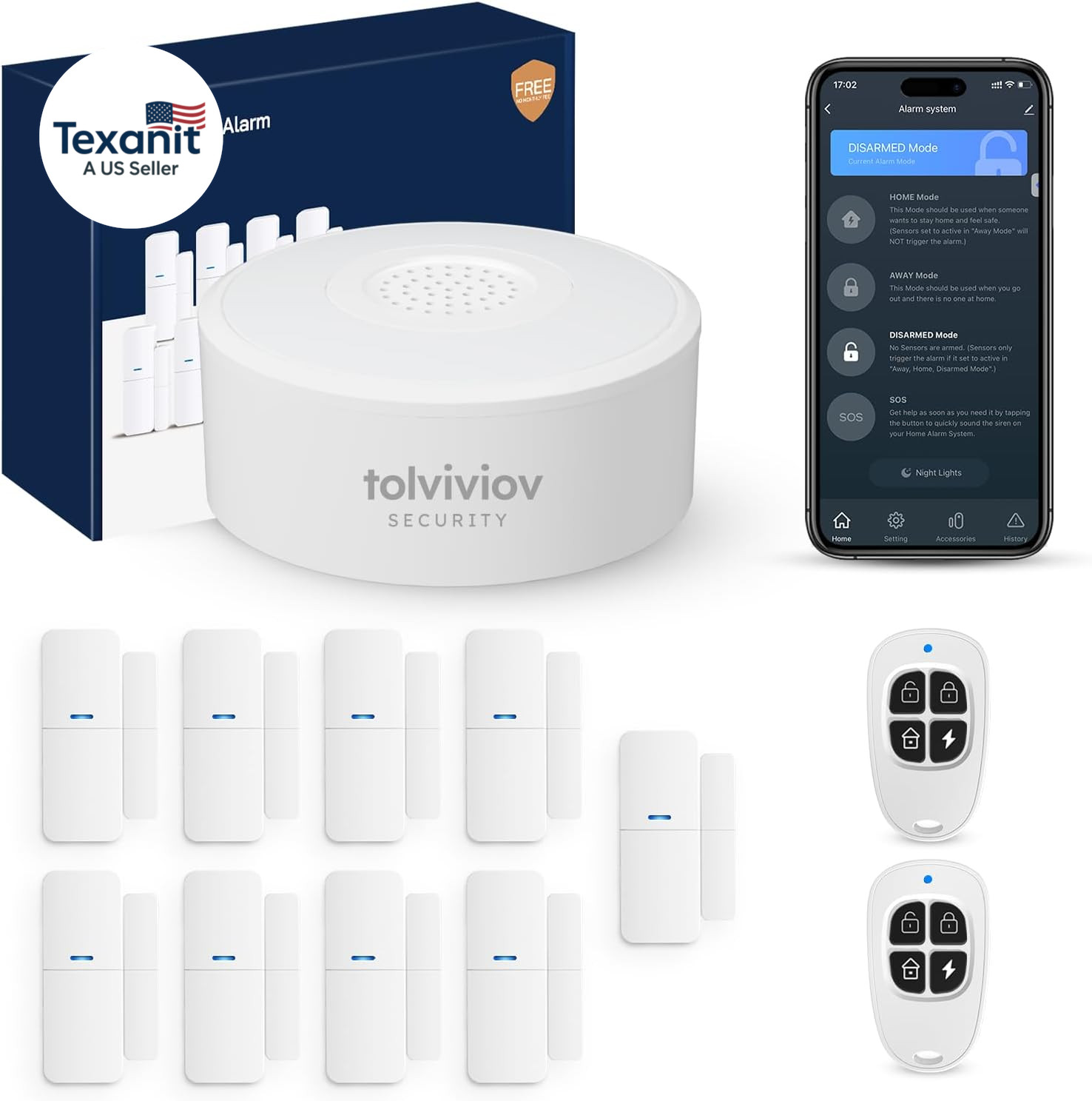 Home Alarm System(2Nd Gen), 12 Pieces Smart Home Alarm Security System DIY No Mo
