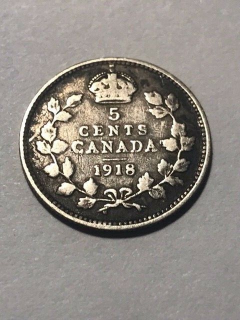 1918 Canada 5 Cents Silver Fine #12431