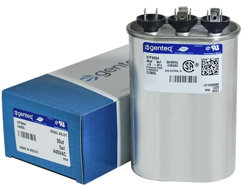 30+5 uF 440 VAC Genteq GE Run Capacitor 30/5 Dual MFD Oval C4305L 97F9994