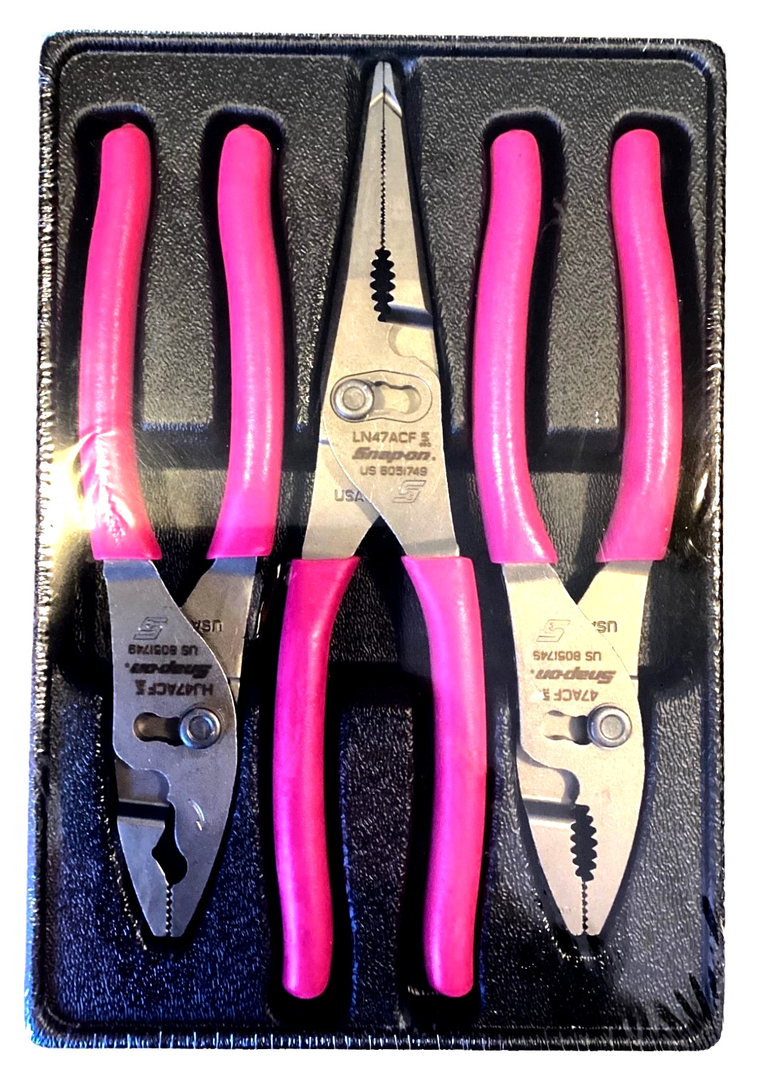 *NEW* Snap On PLIERS SET PL347ACFEP *PINK HANDLES* 3 pcs 46ACF, HJ47ACF, LN47ACF