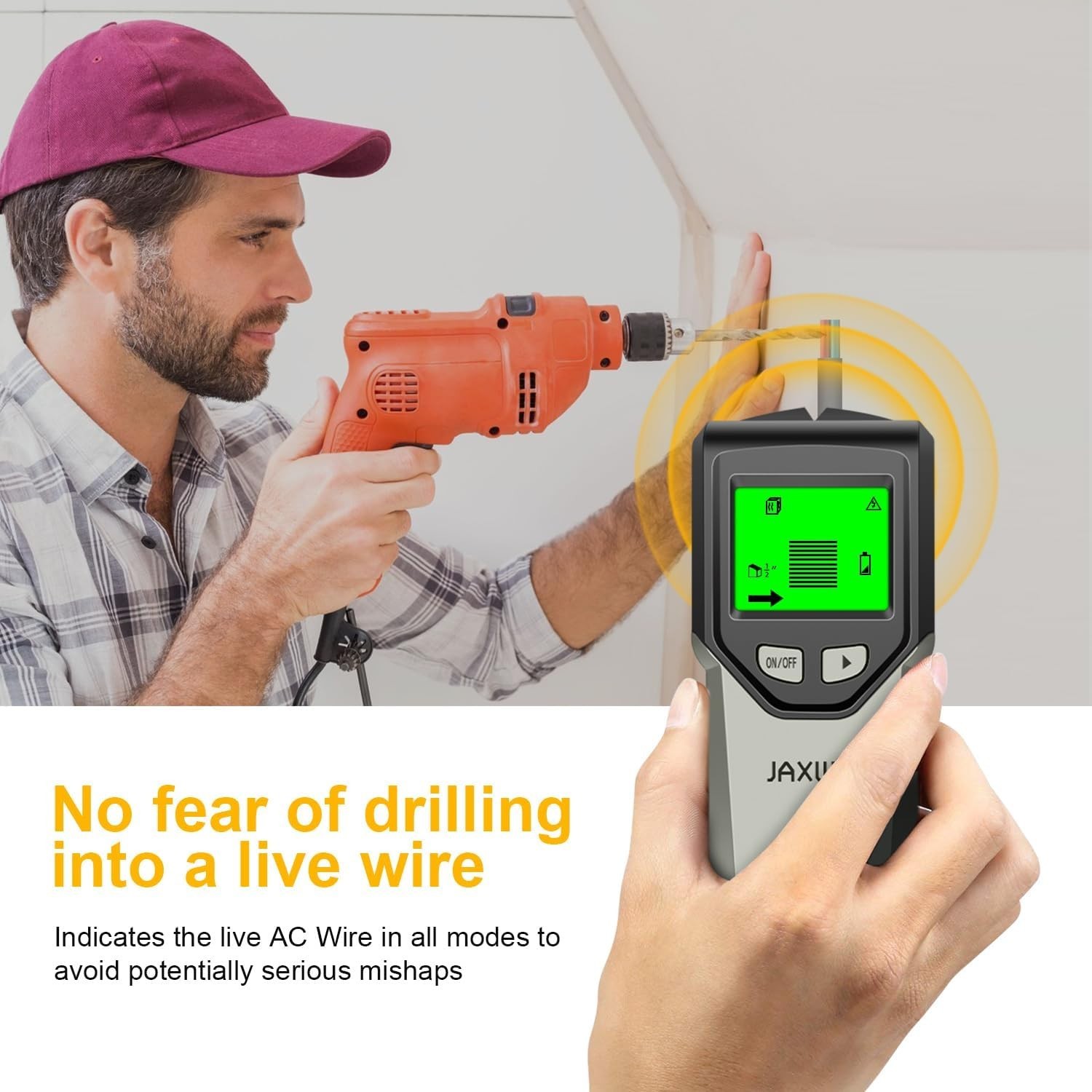 High Visibility Stud Finder with Backlit Display - Perfect for Safe DIY Projects