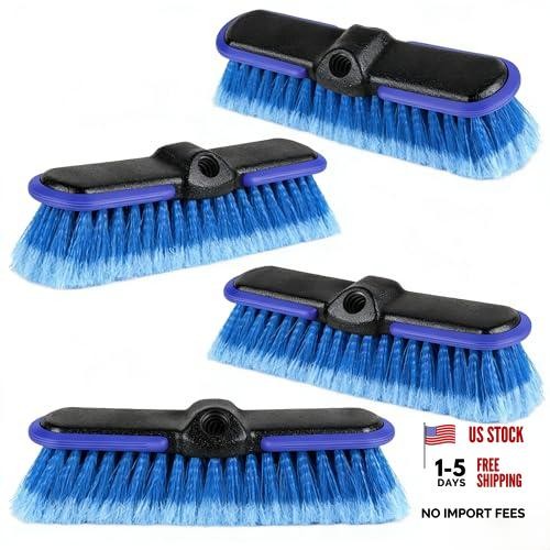 Car Wash Brush Head with Soft Bristle 10 Inch, Car Cleaning Brush with 4 Pack