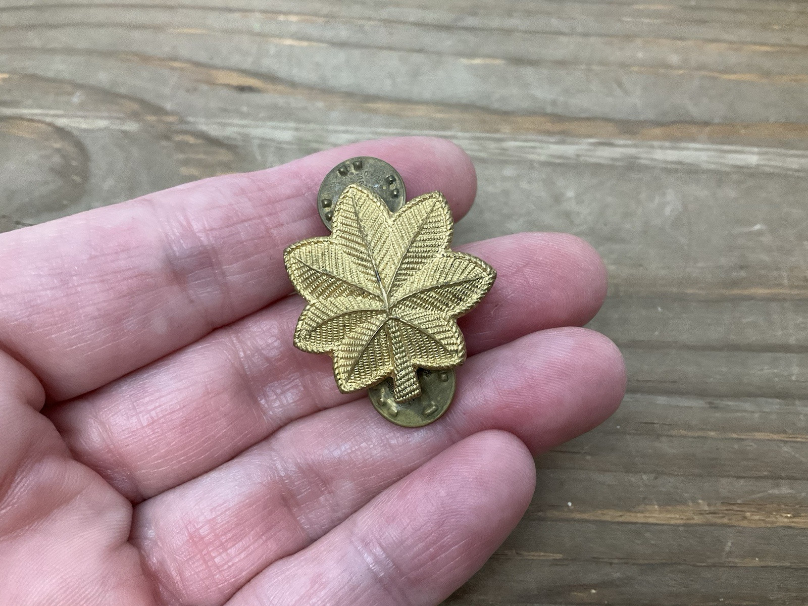 Vintage Pin US Army Major Oak Leaf Gold Tone Pinback Marked G23
