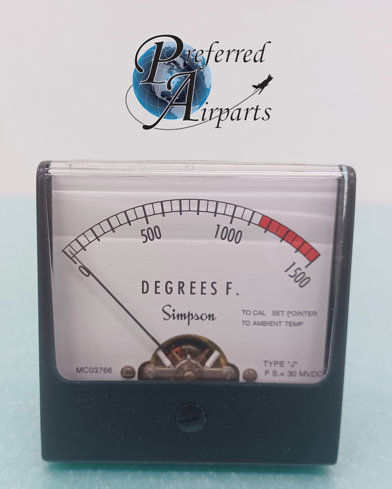 New Surplus Simpson Electric Type J 1227 EGT Indicator/Meter, p/n MC03766
