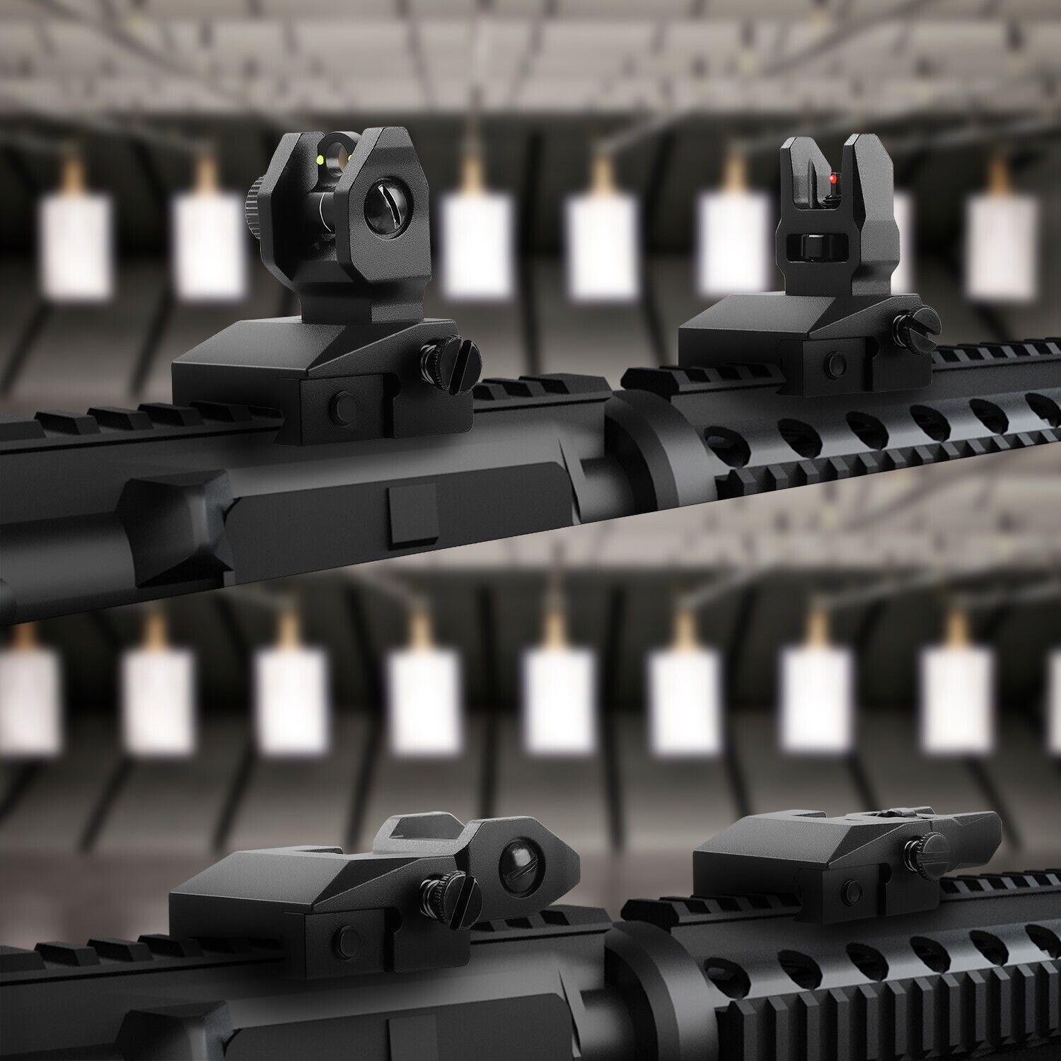 Fiber Optic Iron Sights Flip Up Iron Sight Front Rear Sight for Picatinny Weaver