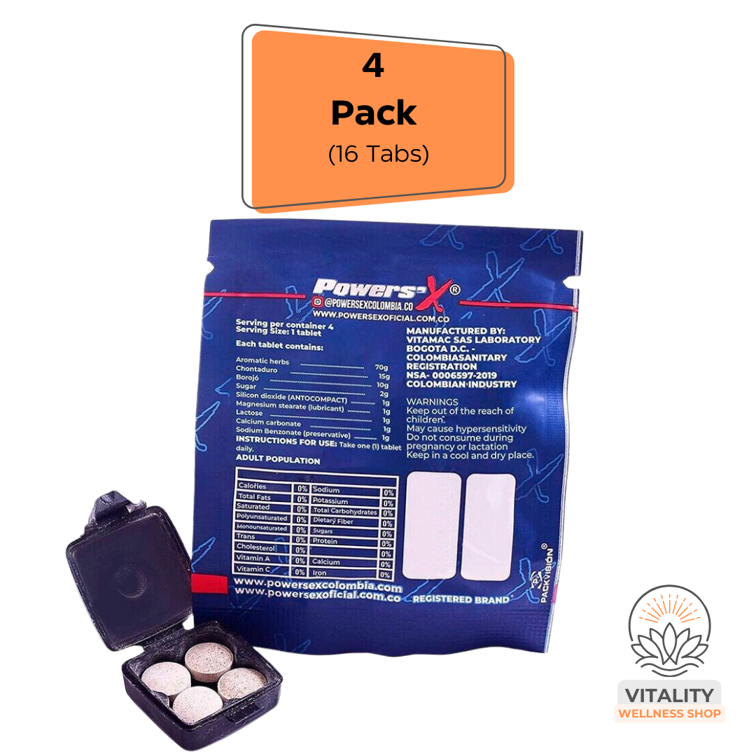 Powers'x Men's Vitality Support Natural Supplement 4 Pack (16 Tabs)
