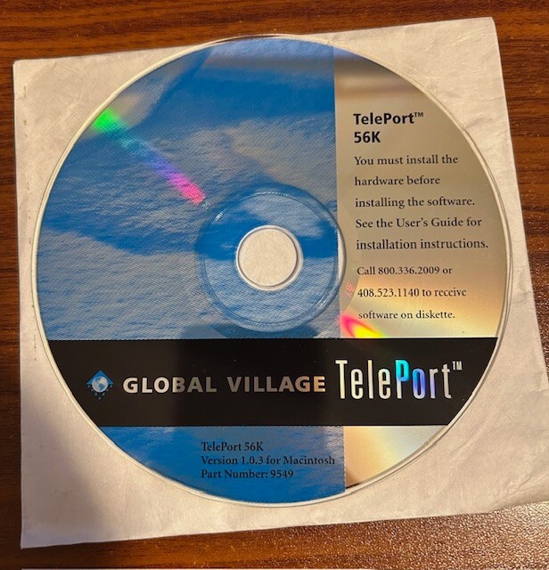 Vintage Global Village TelePort 56K Version 1.0.3 for Macintosh Used