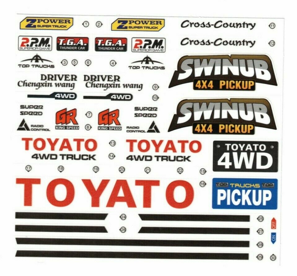RC 1/10 Car Truck TOYOTA 4X4 Truck DECALS STICKERS 6"x5" Sheet *NEW* b