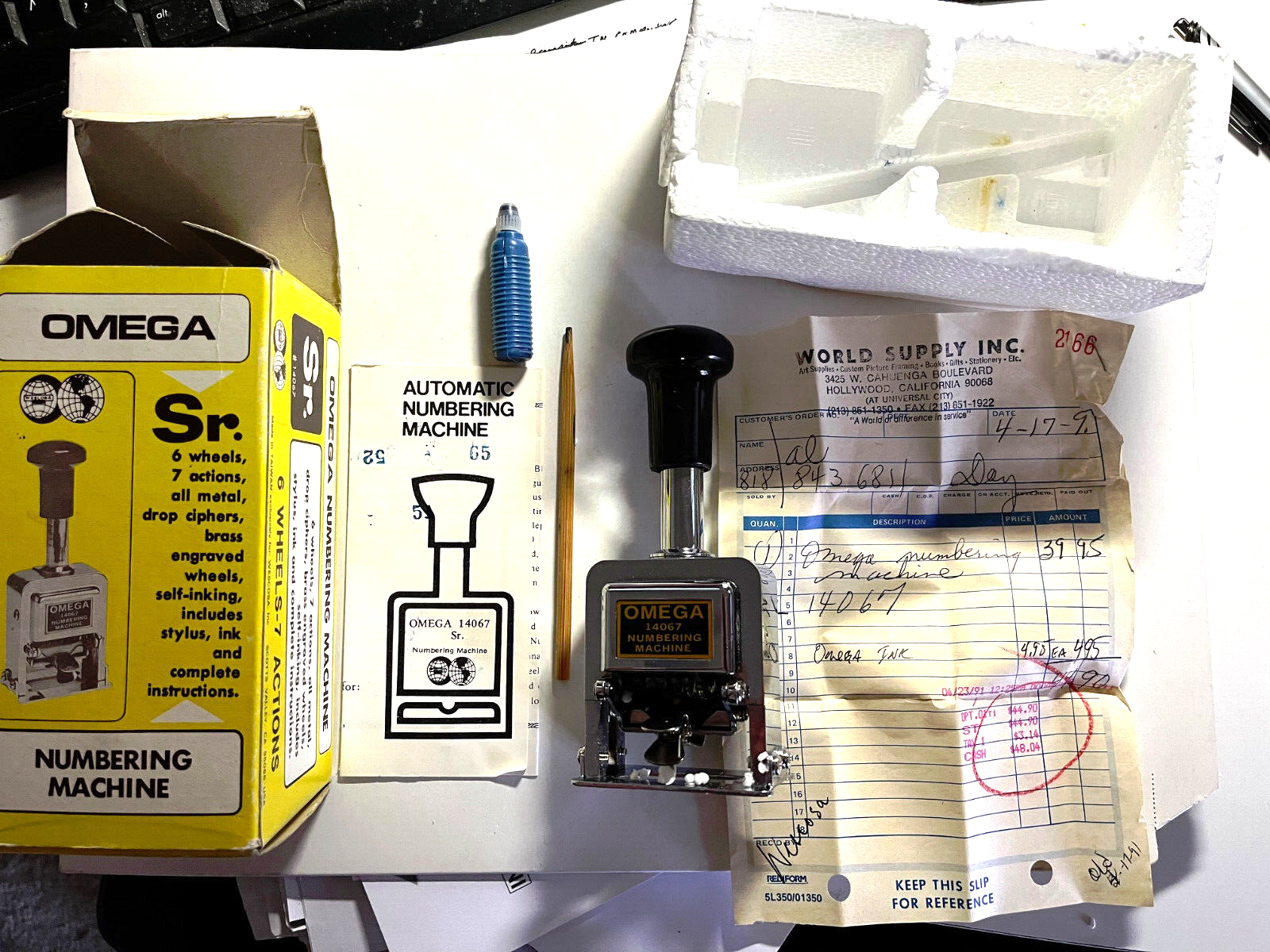 Omega Sr. Numbering Machine #14067 - 6 wheels - 7 Actions