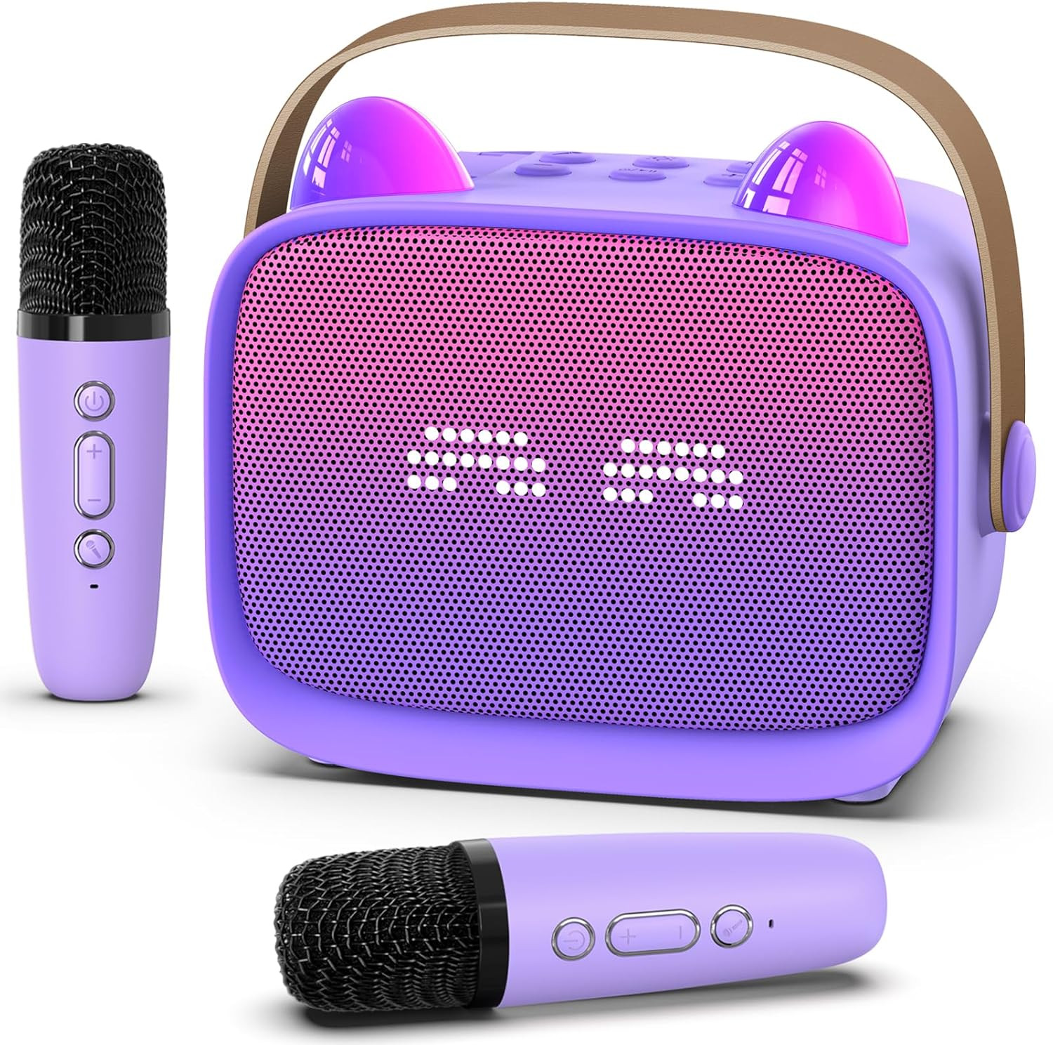 Mini Karaoke Machine Toys Gifts,Kids Portable MP3 Player with 2 Wireless Microph