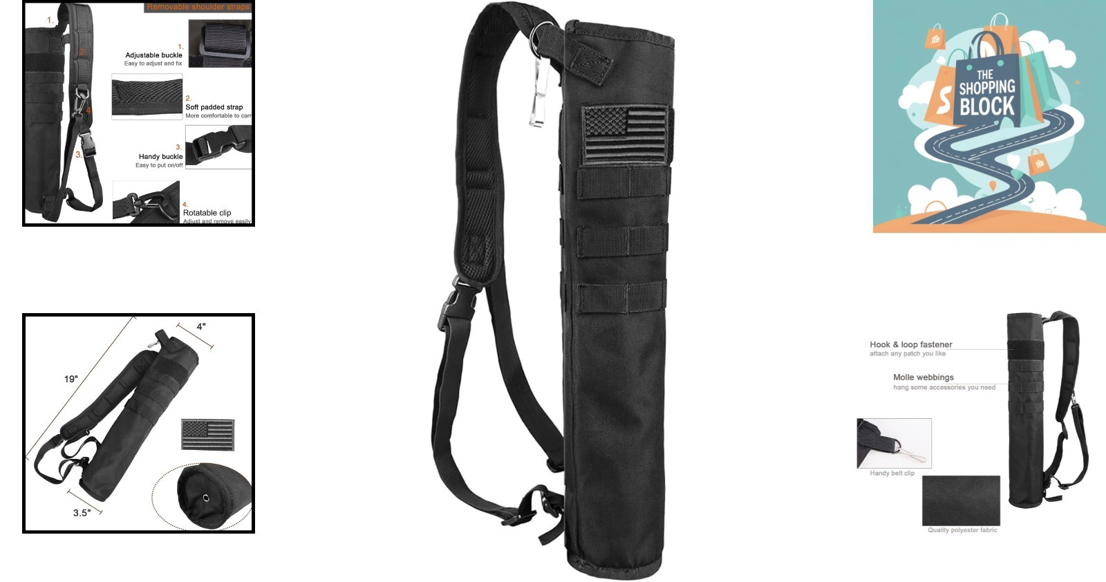 Black Lightweight Back Arrow Quiver, Foldable, Holds 18-24 Arrows