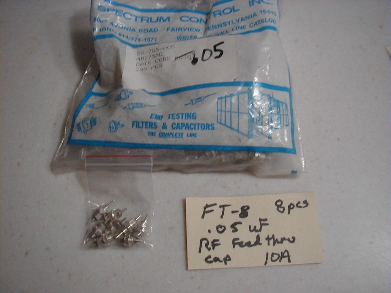 FT-8  Spec Ctl  .05 uF Feedthru Caps, threaded w/ H/W,  8 pcs. 10 A  NICE!!  NOS