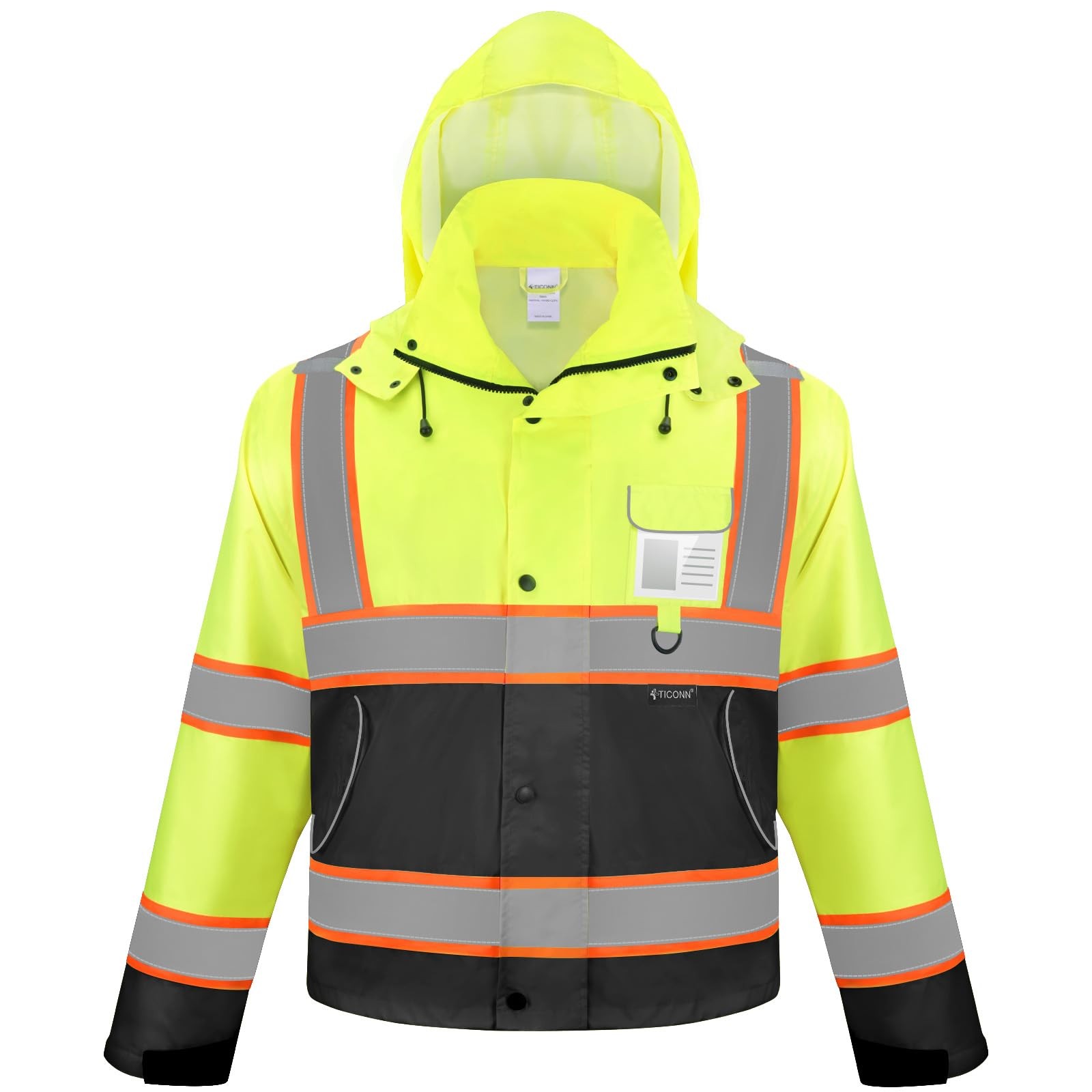 TICONN Reflective Rain Jacket Safety Jacket, XX-Large, Yellow&black