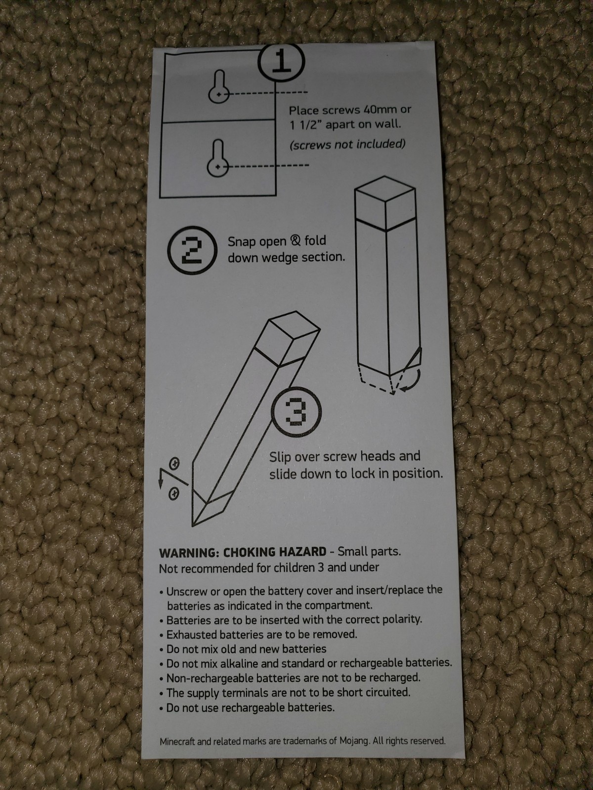 Minecraft Light-Up Wall Torch ThinkGeek LED Lamp AAA Battery Powered NEW In Box