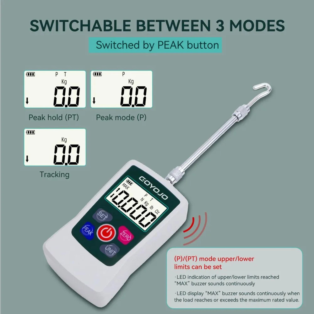 Digital Force Gauge 500N Plastic Tension Compression Testing Tension Meter GF500