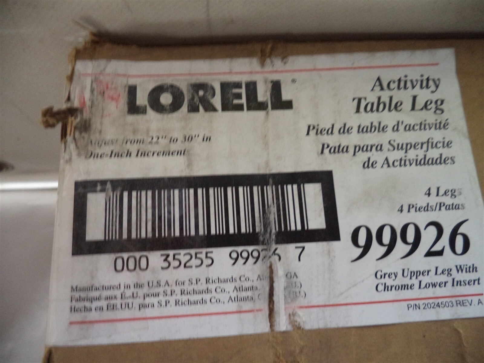 Lorell Activity Table Leg Kit Only, 4/CT, Silver LLR99926